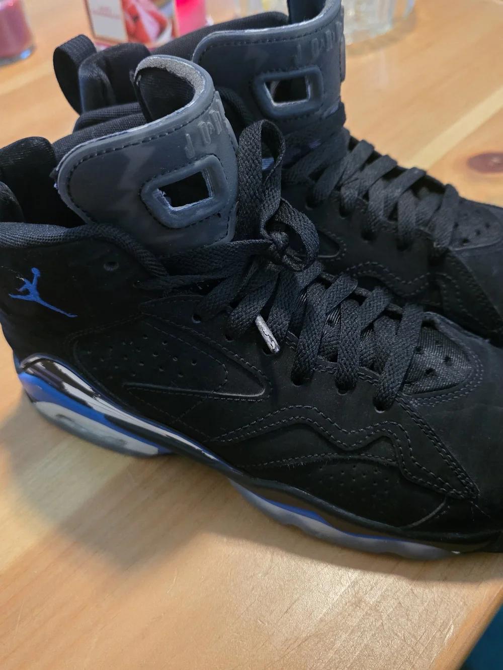 Jordan Air Jordan 6 Retro Black Blue High Top Suede Sneaker Men's Shoes Sz 7